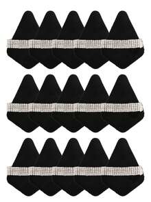 1 pièce/3 pièces/5 pièces/10 pièces/15 pièces/24 pièces Lot d'éponges de maquillage triangulaires noires, velours cristallin à poils courts, doux et collants, à prix abordable, convenant comme cadeau de Noël, cosmétiques, outils de maquillage, articles bon marché, cadeaux, cadeaux pour femmes, cadeaux de Noël - Noir - Voir 12