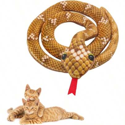 Andiker Juguete de Hierba gatera para Gatos 31 Pulgadas Serpiente Larga Juguete de Hierba gatera con Sonido Arrugado Juguete Interactivo Juguete de Peluche para Jugar Gato Masticar Juguete