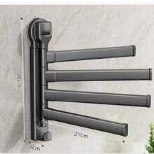 Suction Cup Rotating Towel Rack, No Drilling Required, Wall-Mounted Bathroom Towel Bar, High-Quality Storage Solution - Black - View 2