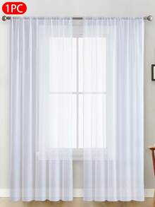 1pc Solid Color Light-Weight Voile Curtain, Modern Minimalist Polyester Sheer Curtain Panel For Bedroom, Living Room, Balcony Window Decor