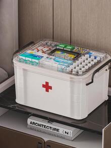 Waterproof Multi-Layer Medicine Storage Box Portable Family Emergency Organizer Family Emergency Organizer Large Capacity Double Layer Transparent PVC Medicine Organizer Box Carrying Case For Home Outdoors Back To School Essential Accessories - Multicolor - View 16