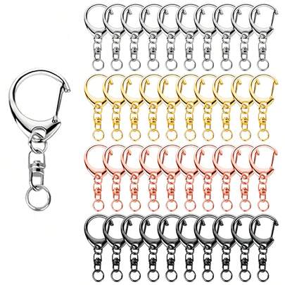 30 Peças Chaveiro de Lagosta de Metal com Mola Giratória, Anel de Salto Aberto, Adequado para Artesanato DIY, Fabricação de Joias, Bolsas, Carteiras