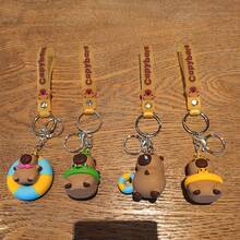 Cartoon Cute Capybara Keychain PVC Creative Doll School Bag Pendant Car Key Ring Small Gift