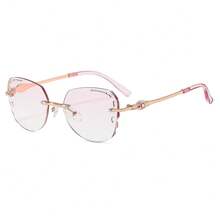 2025 New Fashionable Women's Reading Glasses Square Frame Elegant Frameless Simple Rhinestone Exquisite Personalized Suitable For Office Wear Use +1.0-+4.0 - White - View 12