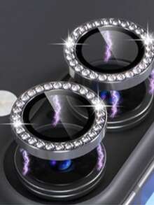1 Set Flash Diamond Rhinestone Camera Lens Protector Film Set For Phone 12/12 Mini/12 Pro/12 Pro Max,Phone 13/13 Mini/13 Pro/13 Pro Max,Phone 11/11 Pro/11 Pro Max,Phone 14/14 Puls/14 Pro/14 Pro Max,Phone 15/15 Puls/15 Pro/15 Pro Max, Inlaid Imitation Diamond Decorated Camera Cover Tempered Glass Protecting Cover, Colorful Imitation Diamond