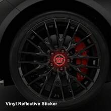 4pcs/Set Crown Pattern Car Wheel Hub Reflective Stickers - Vinyl Self-Adhesive Safety Warning Stickers, Suitable For SUV And Trucks, Fashionable Appearance Decorative Stickers, Enhance Night Driving Safety, Made Of High-Grade Reflective Vinyl Material, High Visibility In Low Light/Dark Environments, Waterproof And Weather-Resistant, Suitable For Outdoor Use, Easy To Apply On Wheel Rims - A - View 6