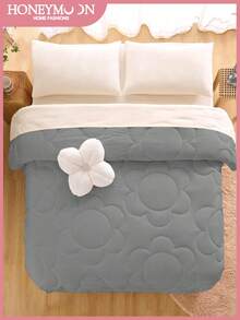 1件装蓬松保暖四季通用花卉图案被子，如云般柔软的羽绒替代被，适用于单人床、双人床、大号床、特大号床，是居家和宿舍必备床上用品，通过Oeko-Tex认证