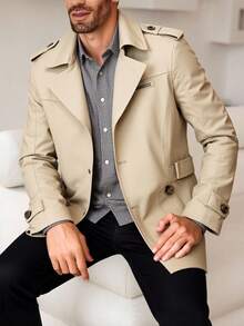 Gabardina informal de corte entallado para hombre - Caqui - Ver 3