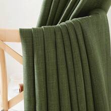 2025  Bedroom Curtains 2 Panels Sets Faux Linen Textured, Pinch Pleated Room Darkening Light/Heat Blocking Window Drapes Thermal Insulated For Living Room, Angora, W50 X L108, 2 Panels - 森林綠 - 查看 6