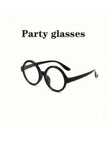 1/3/5/10/15pcs Unisex Round Black Wizard Glasses Frame, Lensless Glasses For Travel And Birthday Party Cosplay And Costumes - Nerd Party Supplies, Women Men Solid Decorative Photo Booth Props Stage Performance - Simple And Cute Costume Prop - Multicolor - View 2