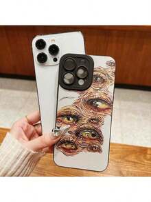 Funda de teléfono con patrón de ojo, funda de teléfono suave, funda protectora de teléfono móvil, accesorios de teléfono compatibles con  11 12 13 14 15 16 Pro Max/Pro/Plus Funda decorativa para celular - Negro - Ver 4
