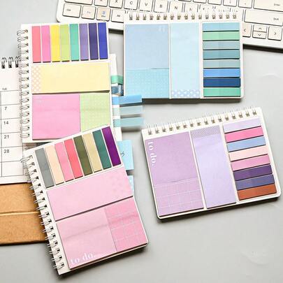 60pcs A6 Spiral Notebook Combination Sticky Notes, 20pcs Memo Pads Per Set, Expandable Sticky Notes, Multi-Functional, Suitable For Students, Adhesive