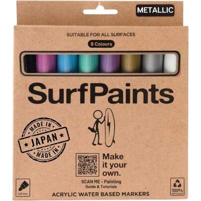 Metallic Acrylic Paint Pens U2013 Vibrant 8 - Colour Set Rock, Wood, Glass, Ceramic, Surfboards Art U2013 Waterproof, - Resistant, Permanent Paint Markers U2013 4mm Tip