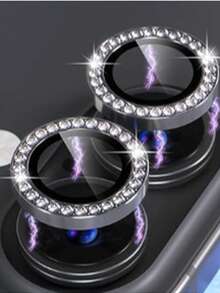 1 Set Flash Diamond Rhinestone Camera Lens Protector Film Set For Phone 12/12 Mini/12 Pro/12 Pro Max,Phone 13/13 Mini/13 Pro/13 Pro Max,Phone 11/11 Pro/11 Pro Max,Phone 14/14 Puls/14 Pro/14 Pro Max,Phone 15/15 Puls/15 Pro/15 Pro Max, Inlaid Imitation Diamond Decorated Camera Cover Tempered Glass Protecting Cover, Colorful Imitation Diamond