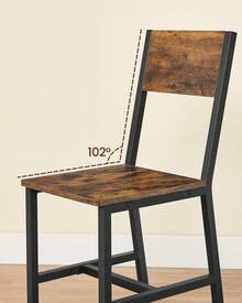 VASAGLE - Juego de 2 sillas de Comedor rústica de Madera con Marco de Acero metálico, fácil de Montar, Asiento cómodo, Moderna Silla de Granja para Cocina, recámara, Sala de Estar, café rústico y - Amarillo - Ver 5