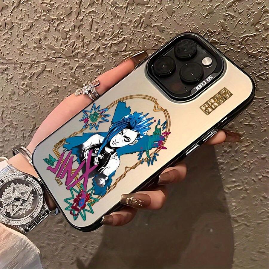 Funda de teléfono del personaje de juego popular Jinx compatible con 16 15 14 13 12 11 Pro X XR XS 8 Plus, cubierta trasera mate a prueba de golpes 17 17promax - Negro - Ver 1