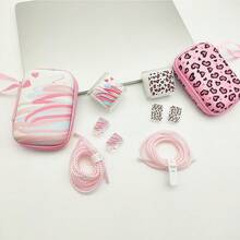 1 Set Protector de cable de carga rápida de 20W + Estuche protector de auriculares y cables de EVA, a prueba de caídas y golpes, compatible con iPhone - Multicolor - Ver 7