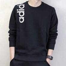 Adidas 男士针织圆领休闲套头衫 - 黑色 - 查看 2