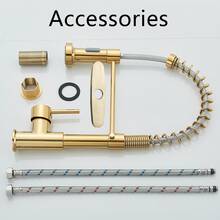 Senlesen Grifo de acero inoxidable para fregadero de cocina , oro cepillado/níquel cepillado, con placa cubierta redonda de 8 inch , giro de 360°, diseño de arco alto (apto para fregaderos de un solo orificio/tres orificios), grifo mezclador para fregadero de agua fría/caliente monomando, apto para cocinas, comedores, hoteles, autocaravanas, lavaderos, bares. Cosas para el hogar,Cocina accesorios,Regalos de Navidad - Oro cepillado - Ver 9