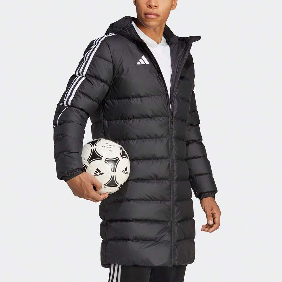 Adidas Men's Down Jacket, 2026 New Football Training Casual Warm Hooded Long Jacket HS7238 - Black - View 1