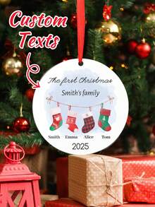 1pc Custom Personalized First Christmas Ornament With Photo Deer Christmas Ornament Gift For Kid,Customized Ornaments With Photo And Text,Customized Christmas Tree Ornaments,Funny Secret Santa Gifts,Customized Christmas Gifts,Makezbright Personalized Gifts