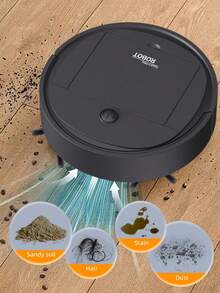 三合一机器人吸尘器和拖把组合，USB 充电，强劲吸力，60 分钟运行时间，纤薄静音设计，适用于宠物毛发、硬地板和日常清洁，自动定向拖把，宠物毛发清洁器 | 机器人吸尘器 | USB 充电 - 彩色 - 查看 3