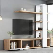 Television Stands & Entertainment Centers - Bianco + colore legno originale - Visualizzare 2