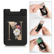 1pc Phone Wallet Stick On Phone Card Holder For Phone Back Pocket Adhesive Credit Card Cell Phone Sleeves Cell Phone Wallet Adhesive Phone Card Holder Stick On Wallet For Phone Case Phone Pocket Card Holder Personalized Golden Letter Pattern Suction Card Cover ,Suitable For Credit Cards, ID Card Stickers, Universal For All Mobile Phone Models