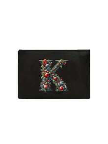 圣诞树字母A-Z系列纯色化妆包，可爱复古简约时尚字母图案印花收纳包，圣诞礼物，小物件收纳化妆包，多功能收纳包，指甲油收纳包，时尚化妆品收纳包，洗漱包，手提包，轻便折叠收纳包，简约购物袋，教师礼物手提包，护士、医生、教师收纳包，适合个人旅行化妆品收纳 - 彩色 - 查看 18