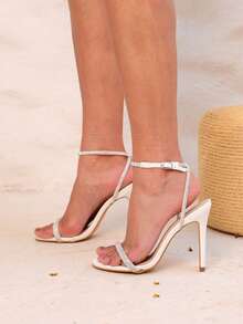 Women's 11cm Angela Galvão Rhinestone And Buckle Sandals - White - View 2