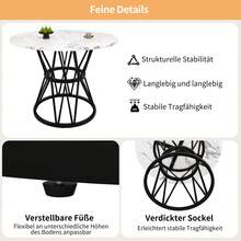 Round Dining Table (76cm), Kitchen Dining Table, Round Coffee Table For 4 People, Suitable For Dining Room, Living Room, Elegant Metal Table Legs, MDF Wood Tabletop, Gold - Black + MDF - View 4