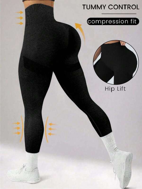 1 pieza Leggings deportivos sin costuras de nuevo estilo para mujer, de alta elasticidad, ideales para correr, ciclismo, fitness y diversos escenarios deportivos