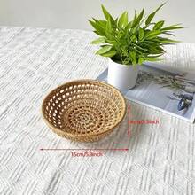 1/2 pièces Panier tressé en rotin creux d'automne, panier de rangement d'ustensiles en rotin tressé, panier de rangement rond minimaliste pour la maison - Multicolore - Voir 11