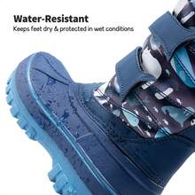 Kids Snow Boots For Boys And Girls, Water-Resistant Winter Ankle Boots With Anti-Slip Sole, Warm Cozy Thermal Footwear For Toddler Little Big Kid Outdoor Sport - 藏蓝色 - 查看 5