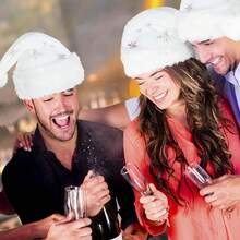 Santa Hat For Adults,White Christmas Hat With Snowflake Fur Plush Xmas Hat For Christmas Holiday Party Dration - 金色 - 查看 6