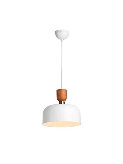 Alpinaluz Moderne Nordic Hang Verlichting 30cm Wit Metal Wood Effect, Adjustable Height, E27 Socket, Kitchen Or Dining Room