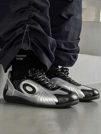 Men's Fashion Versatile Casual Sports Comfortable Style Sneakers, Teenager Racing Shoes Casual Flat Shoes