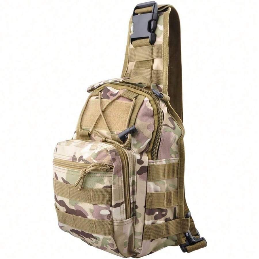 Tactical Backpack, Messenger Bag For Men And Women, Wear-Resistant|Waterproof|Molle|Large Capacity|Sling Shoulder Backpack, Suitable For Outdoor Hiking, Fishing Camping, Daily Carry Chest Bag, Birthday Gift, Christmas, Thanksgiving, Halloween Gift - CP偽裝 - 查看 1