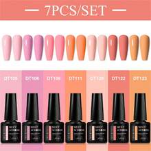 MEET ACROSS Set de 7 piezas de 7ml de esmalte de uñas en gel, de larga duración y resistente, libre de plomo, HEMA y TPO, esmalte de uñas en gel rosa semi-permanente y removible UV, diseño de manicura DIY, todos los productos adecuados para decoración, salón de uñas y manicura en casa - Multicolor - Ver 18