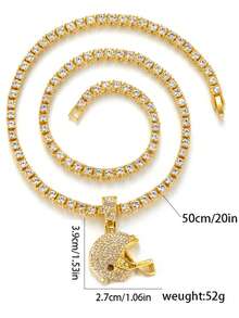 1 pieza Collar con colgante de casco de fútbol americano de hip hop, cadena de una sola hilera con brillantes diamantes de imitación, estilo hip hop de moda, regalo ideal para los amantes del fútbol. - Collar con colgante de casco de fútbol americano de moda - Ver 6