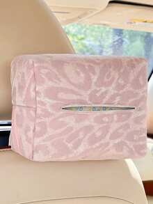 1pc Leopard Print Elegant & Cute Car Tissue Box, Multifunctional Car Tissue Holder - one-size - View 9