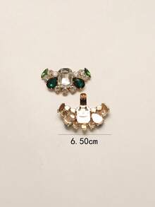 2pcs Olive Green Rhinestone Crystal Hollow Buckle Clips, Princess Style Fashionable Accessories, Suitable For High Heels And Clothing - Olive Green - View 4