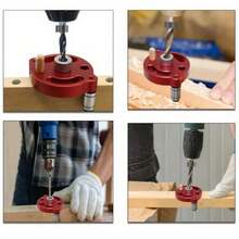 جهاز تحديد موضع الحفر للنجارة، حفر المركز الرأسي، جهاز تحديد موضع الحفر للوصلة الأسطوانية للخشب، أداة DIY، جهاز حفر وصلة لوحة الخشب الصلب - الأحمر - مشاهدة 11