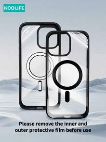Koolife 1pc Acrylic Magnetic Wireless Charging Anti-Drop Slim Candy Color TPU Edge Phone Protective Case Compatible With  17 ProMax/17/17 Pro/17 Air/16/16 ProMax/16 Pro/16/15/15 Pro/15 ProMax/15 Plus/14/13/12/11.Holiday Phone Accessories.Family 16 Case Cheap Silicone Phone Case 17 Pro Case 17 Pro Max Case 16 Pro Max Case Girlfriend Or Boyfriend - 灰色 - 查看 7