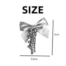 2 Pcs Bow Spiral Hair Ties Silver Bowknot Braided Telephone Wire Hair Bands Elastic Ponytail Holders Phone Cord Hair Scrunchies Hair Accessories For Women - 銀色 - 查看 4