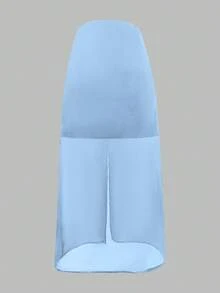 女士时尚宽松黑色半身裙，优雅网纱拼接A字裙，涤纶材质，春夏款 - 藍色 - 查看 7