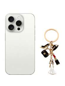 Women's Luxury Key Chain - High-Heel Shoe Design, Gold-Tone, Perfect Gift For Her On Weddings, Birthdays, Or Other Special Occasions; Elegant Purse Charm With Stylish Accessories, High-Heel, Lipstick, Bow, And Hat-Themed Pendants (Black/White/Red Accents) - Fashionable Women's Jewelry,Gifts For Ramadan, Valentine's Day, And Easter - Multicolor - View 9