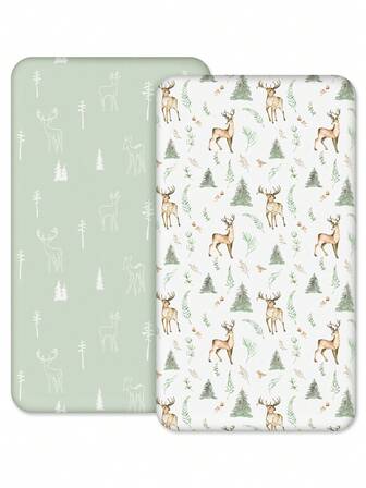 GLLQUEN BABY Crib Sheets 2 Packs For Boys Girls, Fitted Sheet For Crib And Toddler Mattress, Super Soft Microfiber Baby Sheet 47x24x6in, Oeko-Tex Certificated