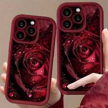 1pc Fashionable & Elegant Gradient Watercolor Romantic Raindrop Rose Flower Sky Eye Staircase Soft Phone Case, Compatible With IPhone 16/16 Pro Max, Infinix Smart 7, Spark Go 2024, Infinix Hot 40/40 PRO/SPARK 20 PRO, Galaxy S25 Ultra - màu đen - Xem 5