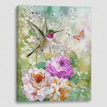 2025 Christmas Canvas Wall Art Print 12" X 16" With Timer | LED Lighted Design - Birds Butterfly Flowers - View 6